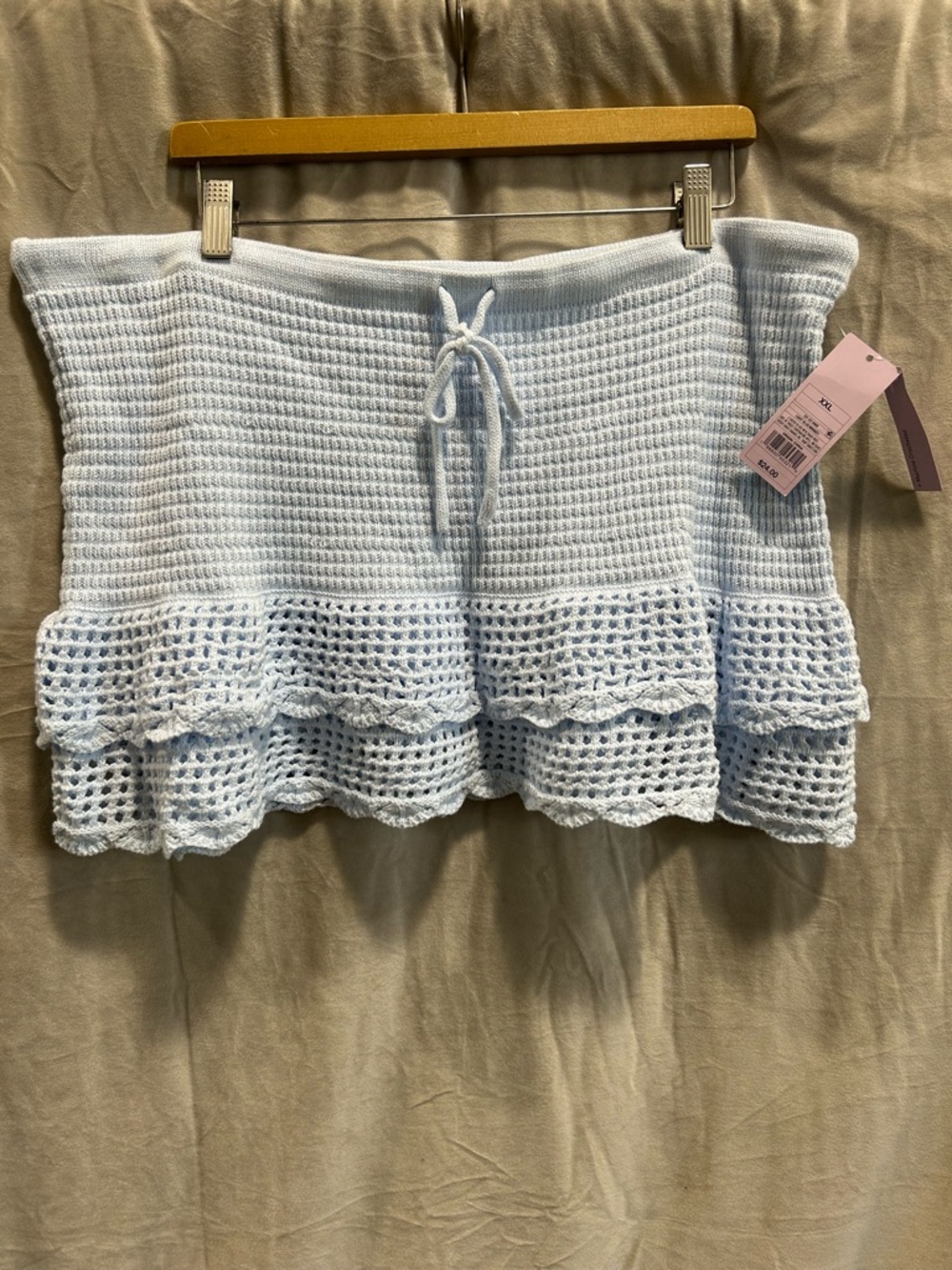 wild fable Light Blue Crochet Ruffle Mini Skirt